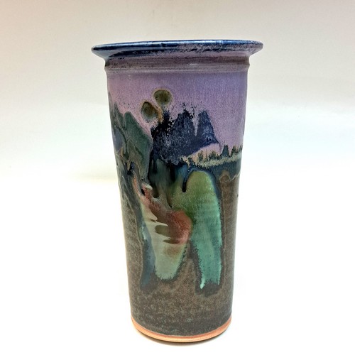 Click to view detail for #231011 Vase, Floral, Blue/Green $28